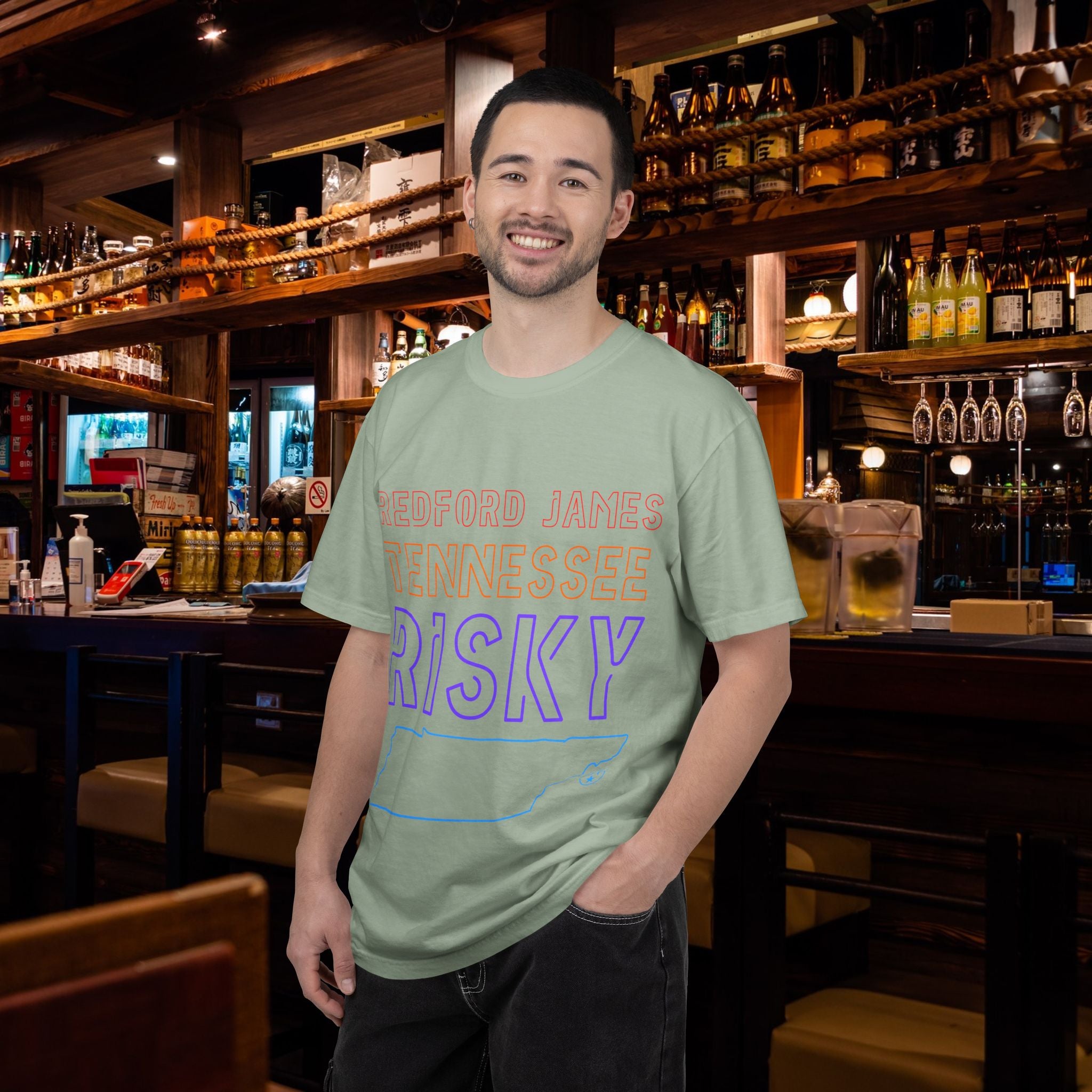 Redford James Tennessee Risky State Outline T-Shirt by Comfort Colors