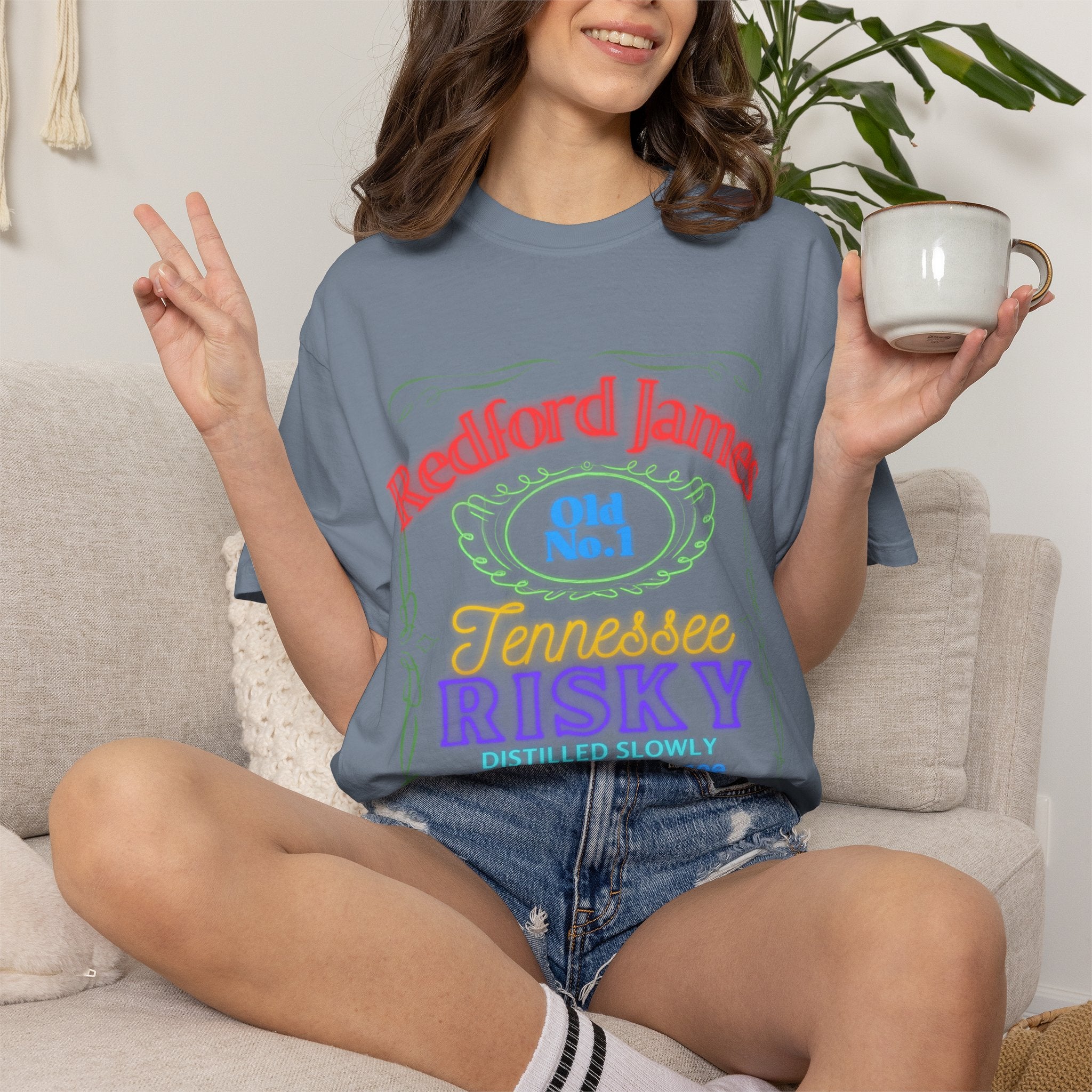 Redford James Tennessee Risky Neon Bar Sign T-shirt by Comfort Colors