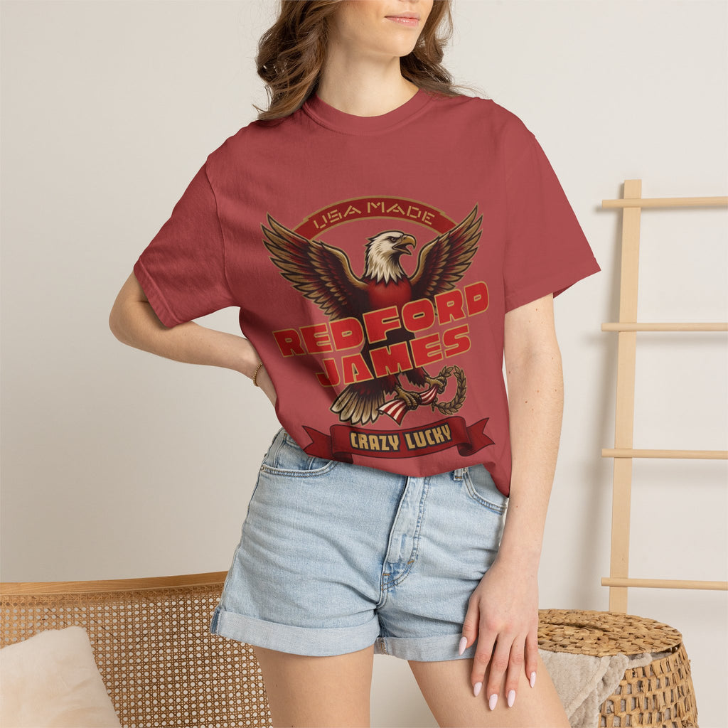 Redford James Crazy Lucky War Eagle T-shirt by Comfort Colors
