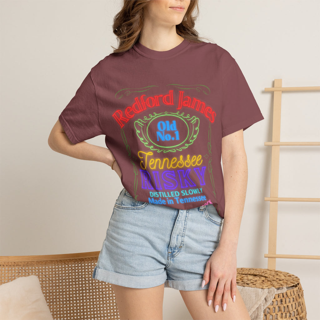 Redford James Tennessee Risky Neon Bar Sign T-shirt by Comfort Colors