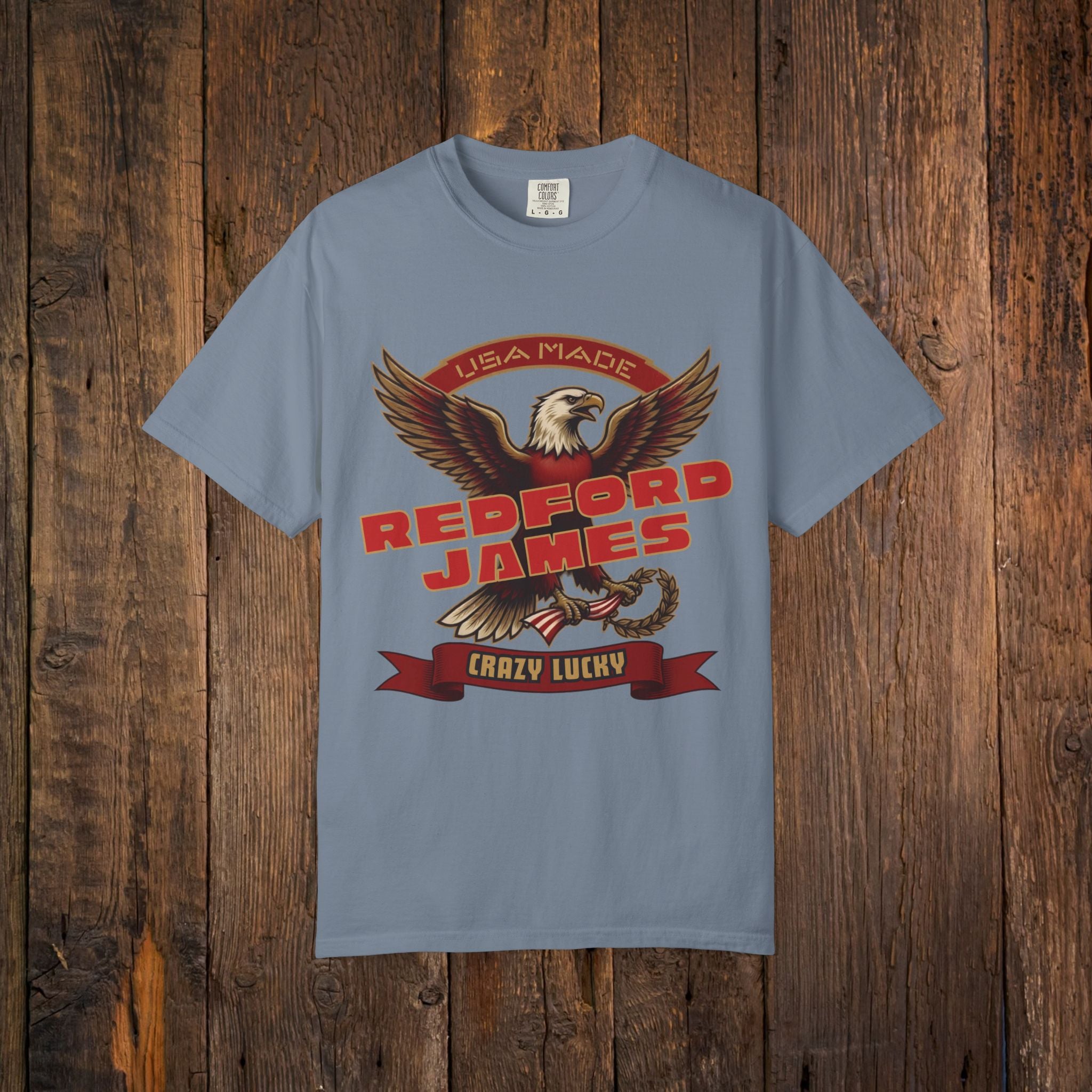 Redford James Crazy Lucky War Eagle T-shirt by Comfort Colors