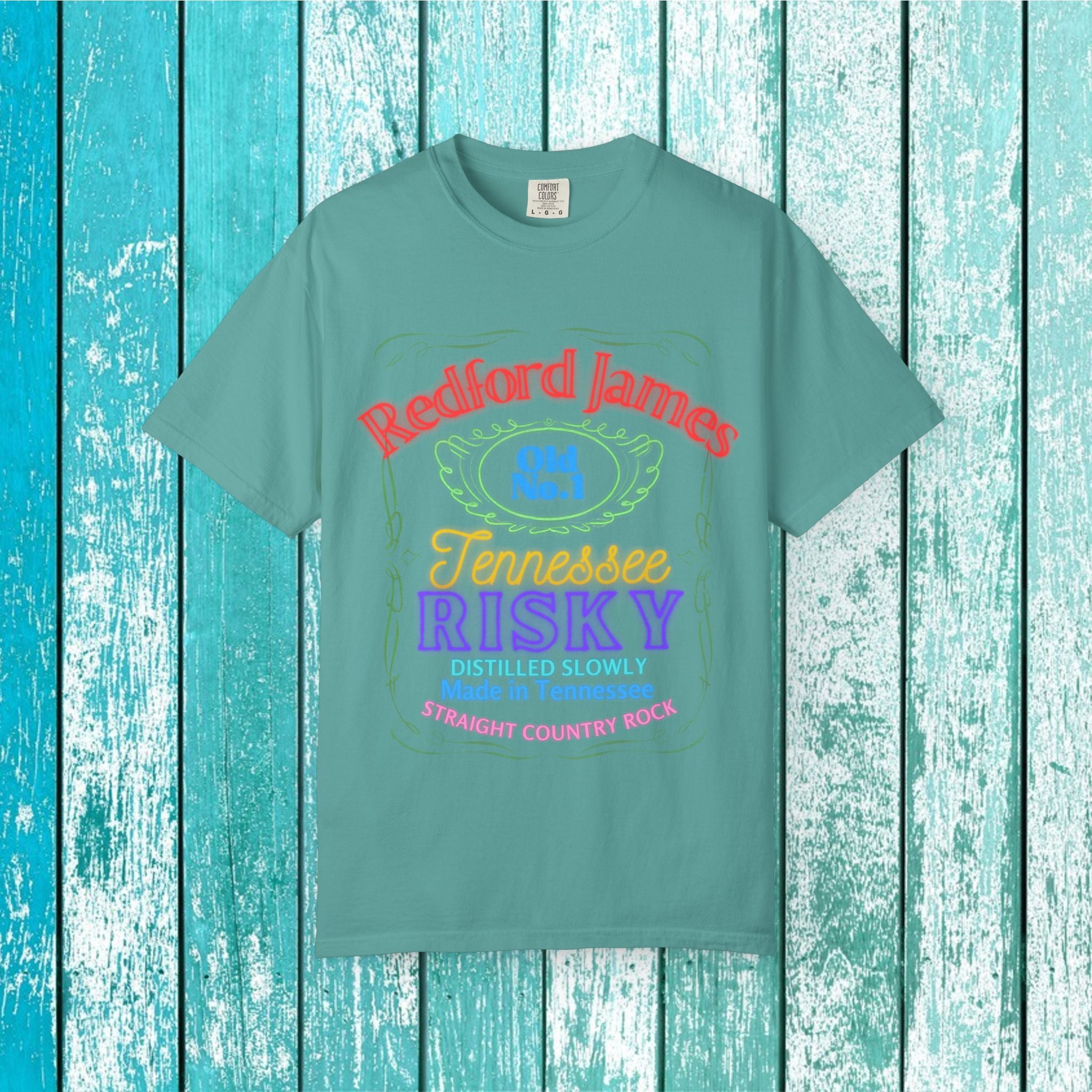 Redford James Tennessee Risky Neon Bar Sign T-shirt by Comfort Colors