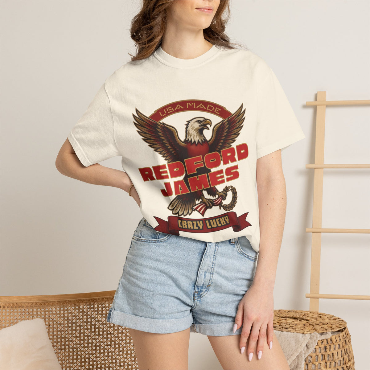 Redford James Crazy Lucky War Eagle T-shirt by Comfort Colors