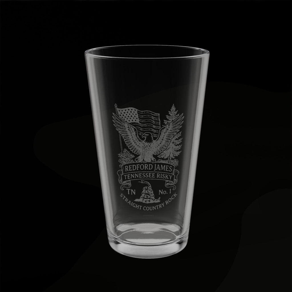 Redford James Tennessee Risky Engraved 16oz Pint Glass