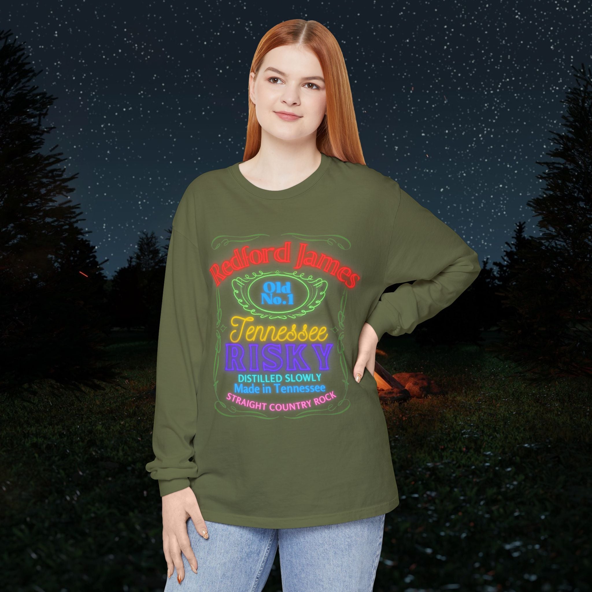 Redford James Tennessee Risky Neon Long Sleeve Shirt by Comfort Colors