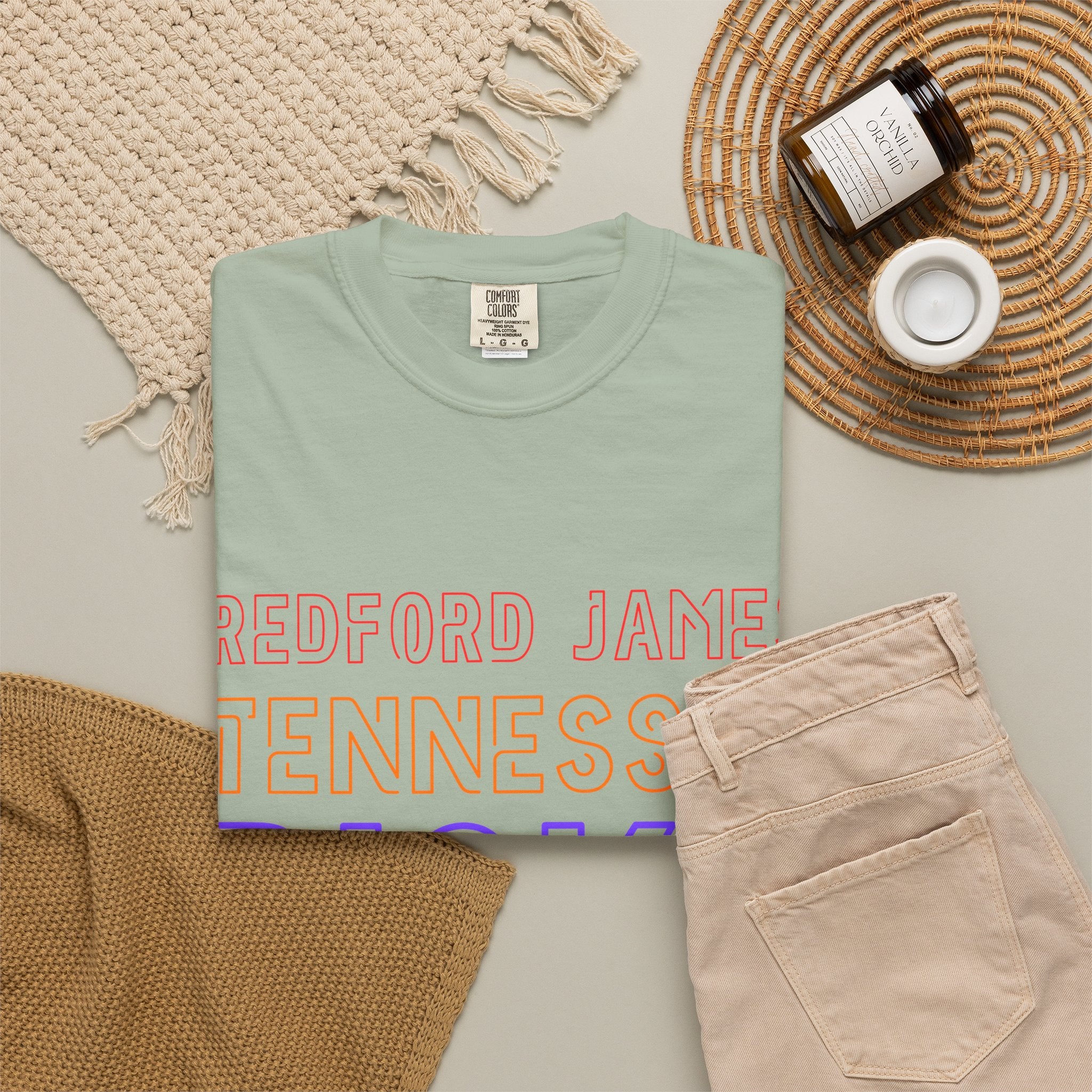 Redford James Tennessee Risky State Outline T-Shirt by Comfort Colors