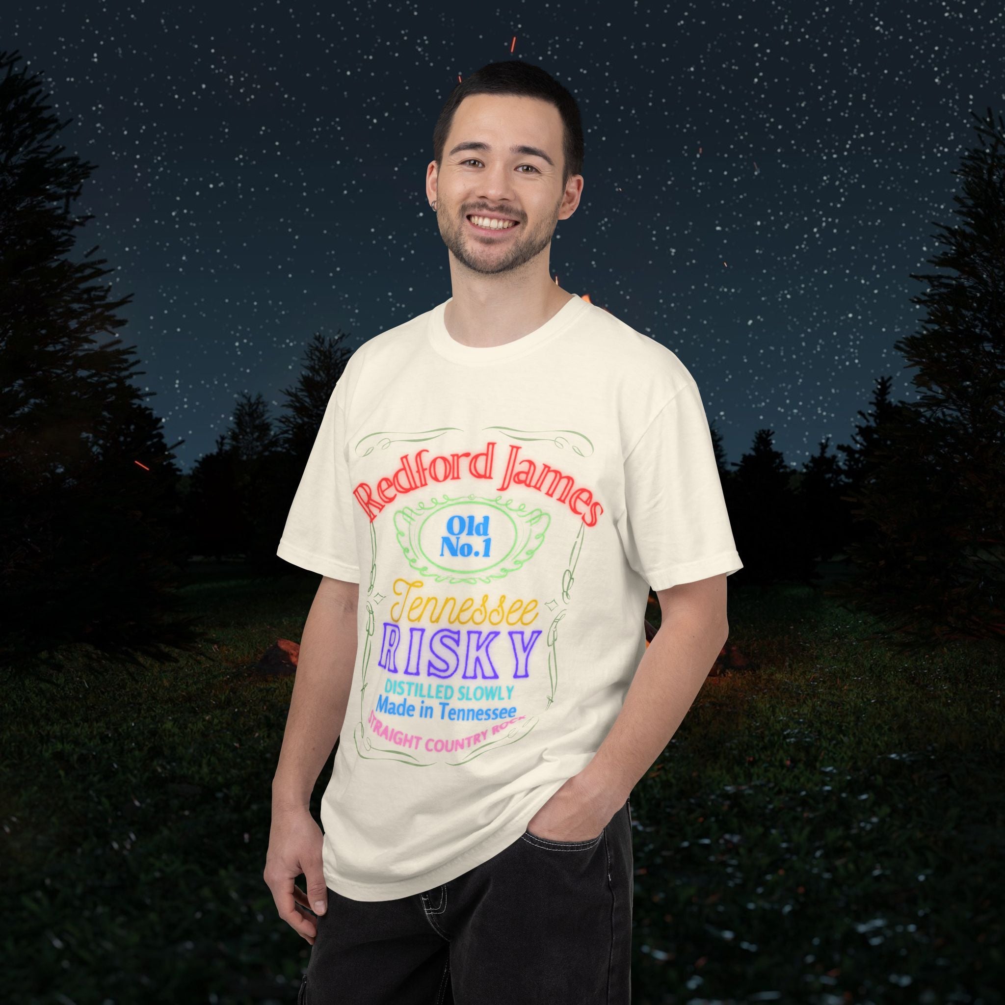 Redford James Tennessee Risky Neon Bar Sign T-shirt by Comfort Colors