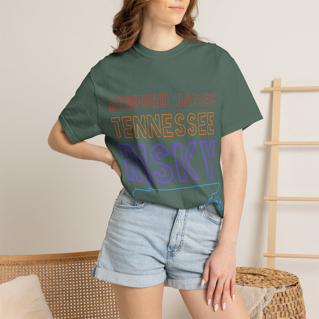 Redford James Tennessee Risky State Outline T-Shirt by Comfort Colors