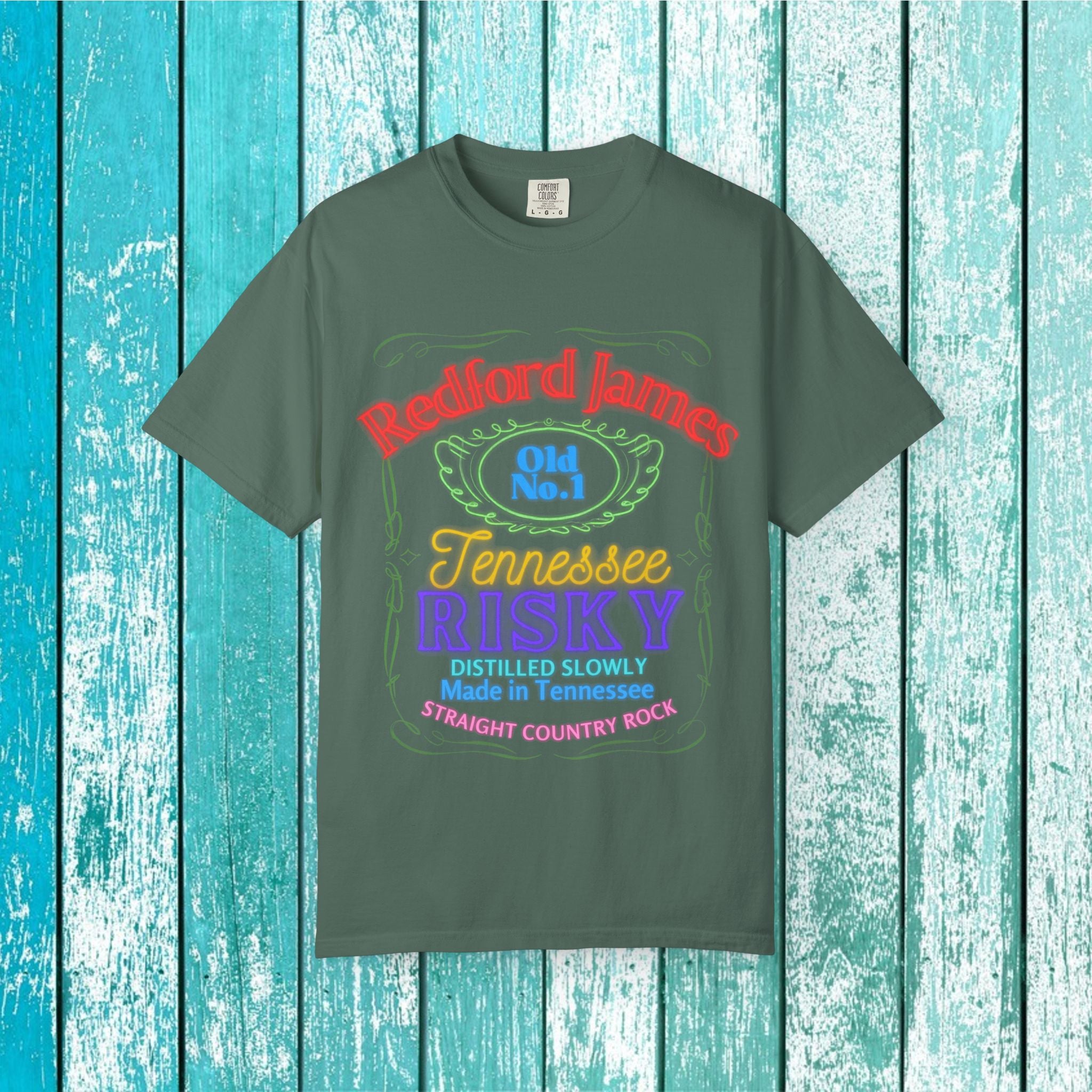 Redford James Tennessee Risky Neon Bar Sign T-shirt by Comfort Colors