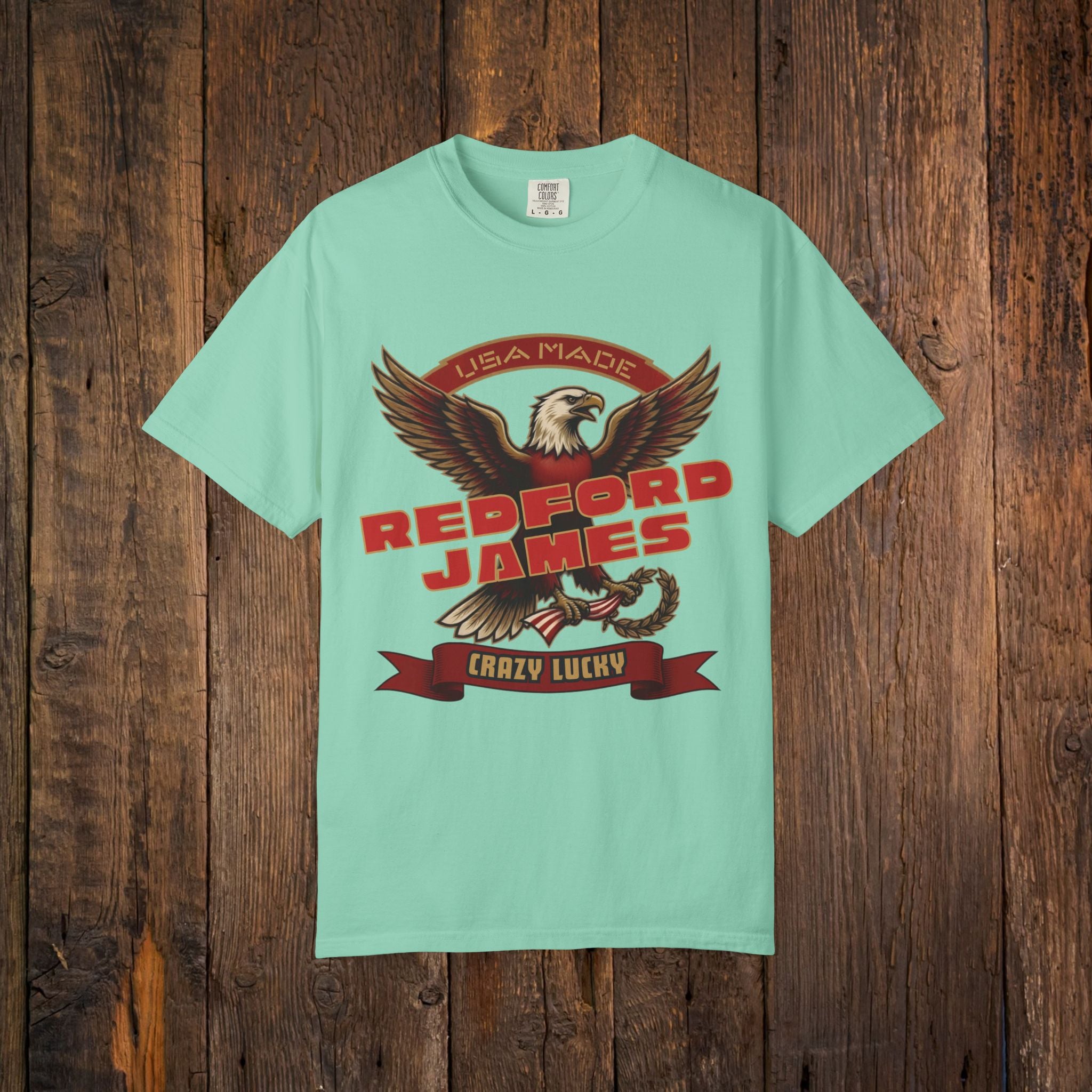 Redford James Crazy Lucky War Eagle T-shirt by Comfort Colors