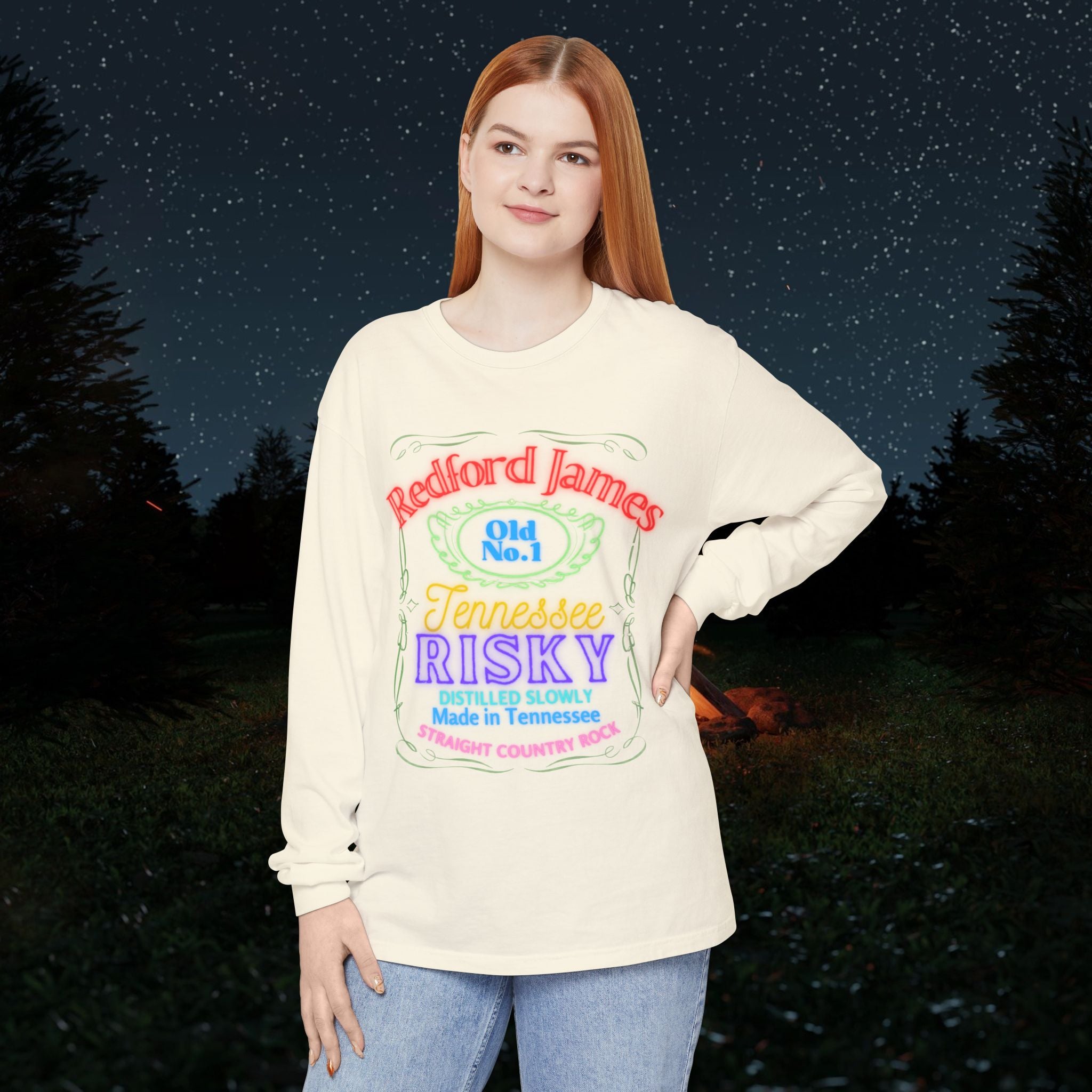 Redford James Tennessee Risky Neon Long Sleeve Shirt by Comfort Colors