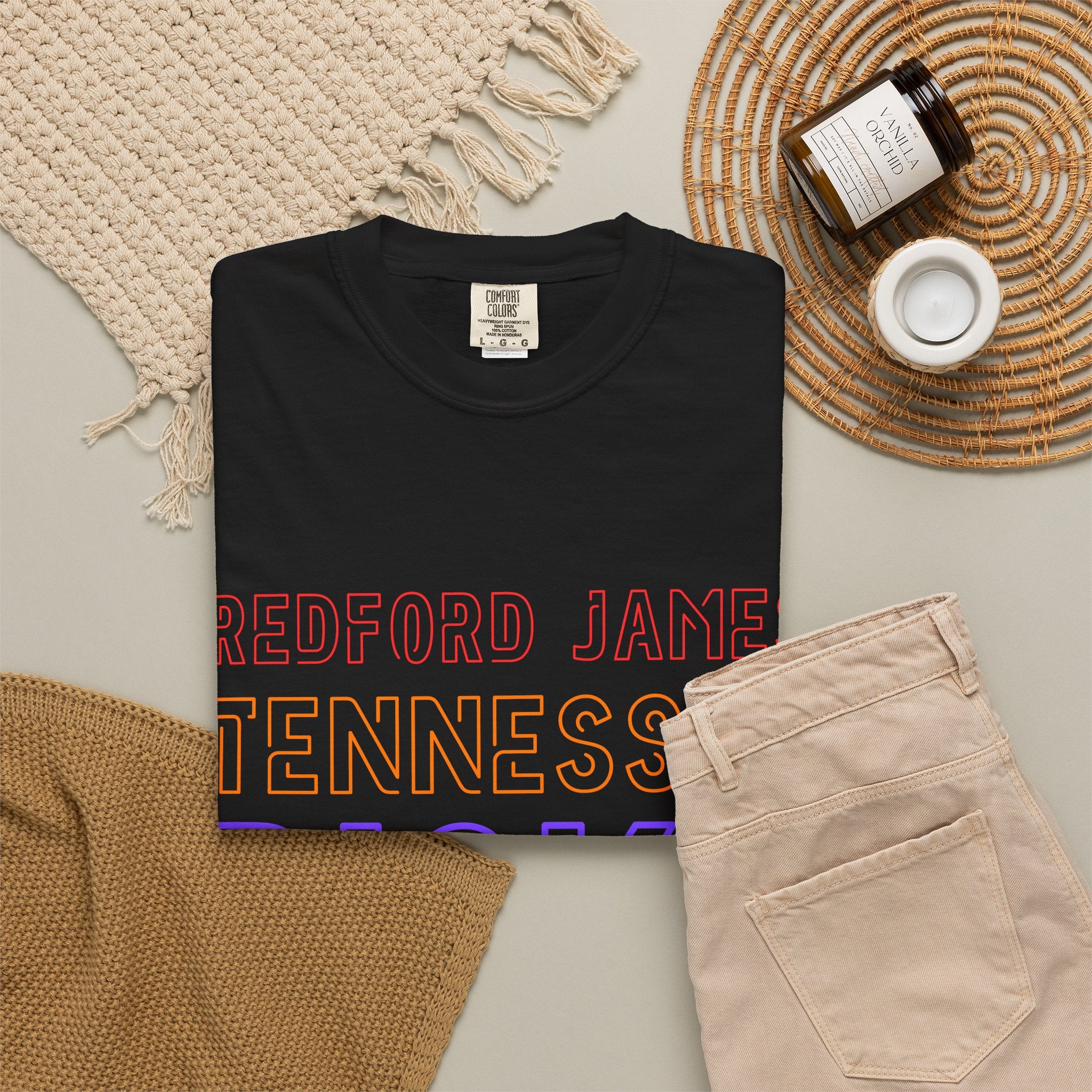 Redford James Tennessee Risky State Outline T-Shirt by Comfort Colors