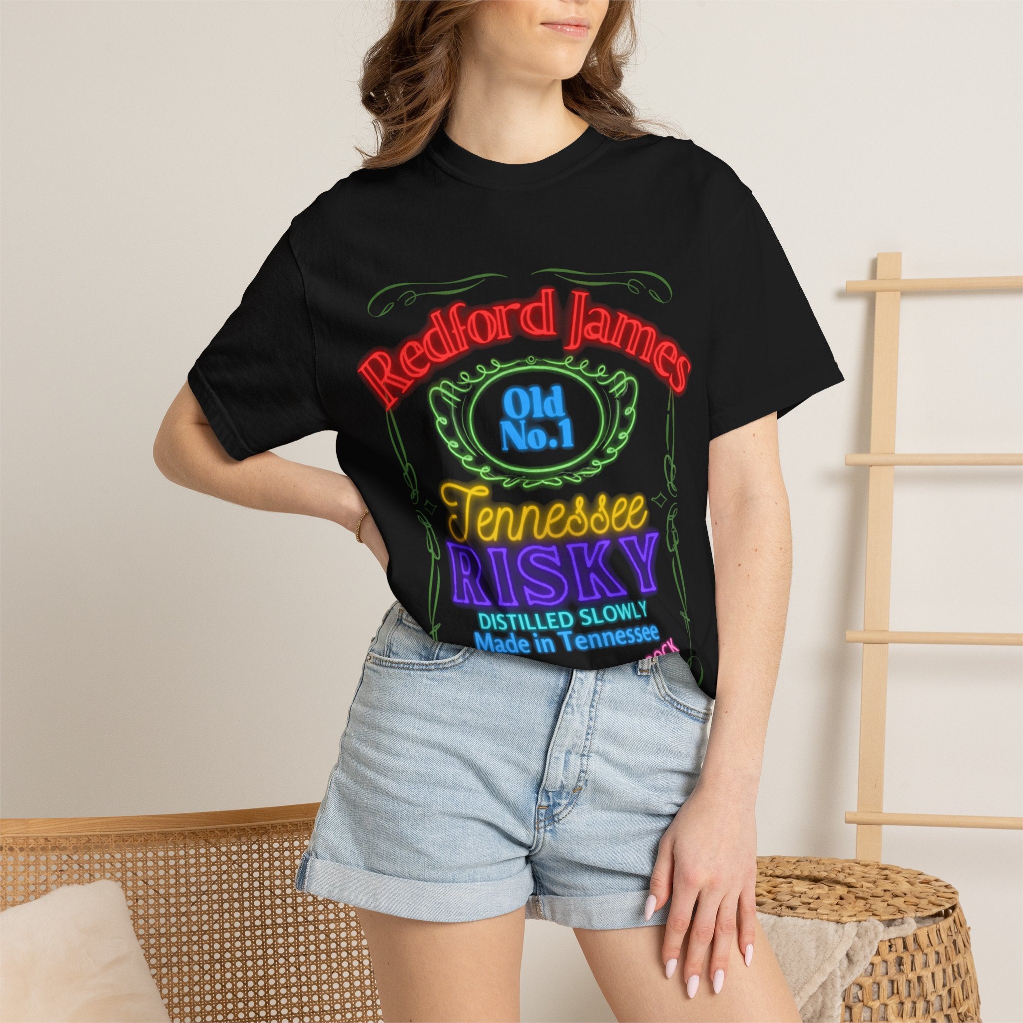 Redford James Tennessee Risky Neon Bar Sign T-shirt by Comfort Colors