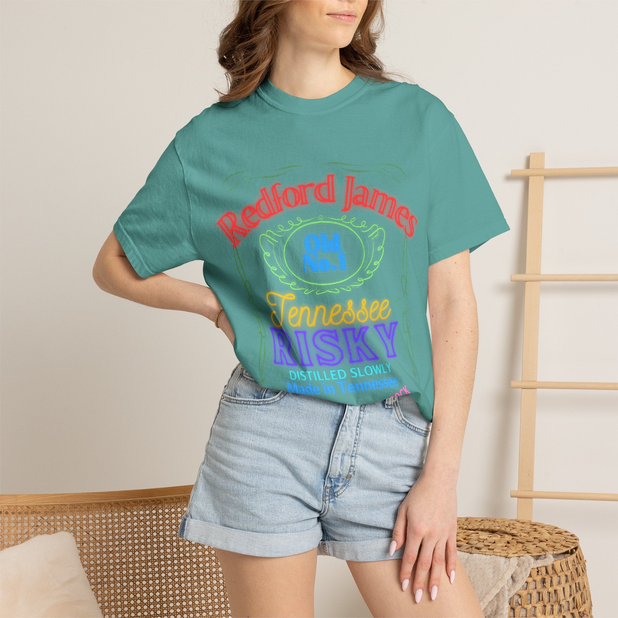 Redford James Tennessee Risky Neon Bar Sign T-shirt by Comfort Colors